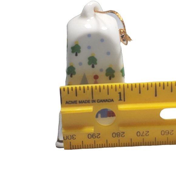Vintage Bell Ceramic 1" x 2"Ceramic LVC Christmas Village Square Ornament Trees - Picture 6 of 6